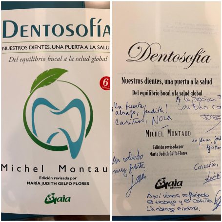 Portada de un libro sobre Dentosofía y un certificado relacionado.