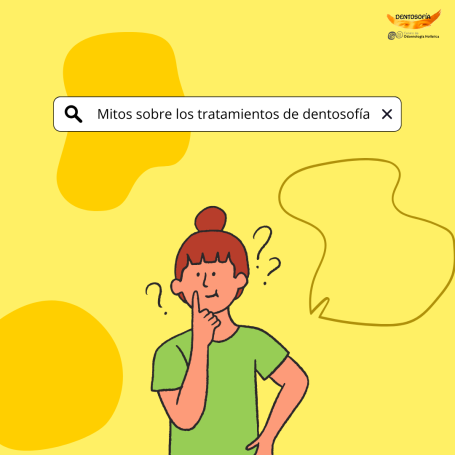 Joven con dudas sobre los mitos de los tratamientos de densosofia. Fondo amarillo.